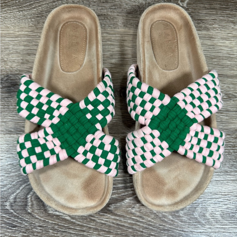 Marea NY Shoes Women 39 pink/green US‎ Size 8.5 HandBraided Cotton Upper Coastal